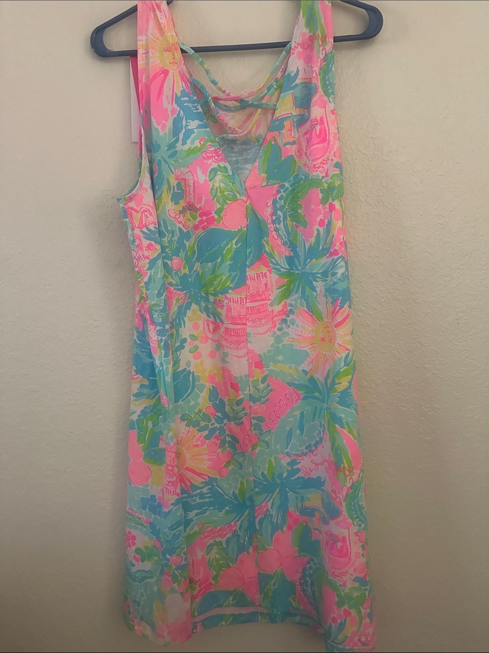 Lilly Pulitzer Pink, Aqua & Green Floral Sleeveless Shift Dress